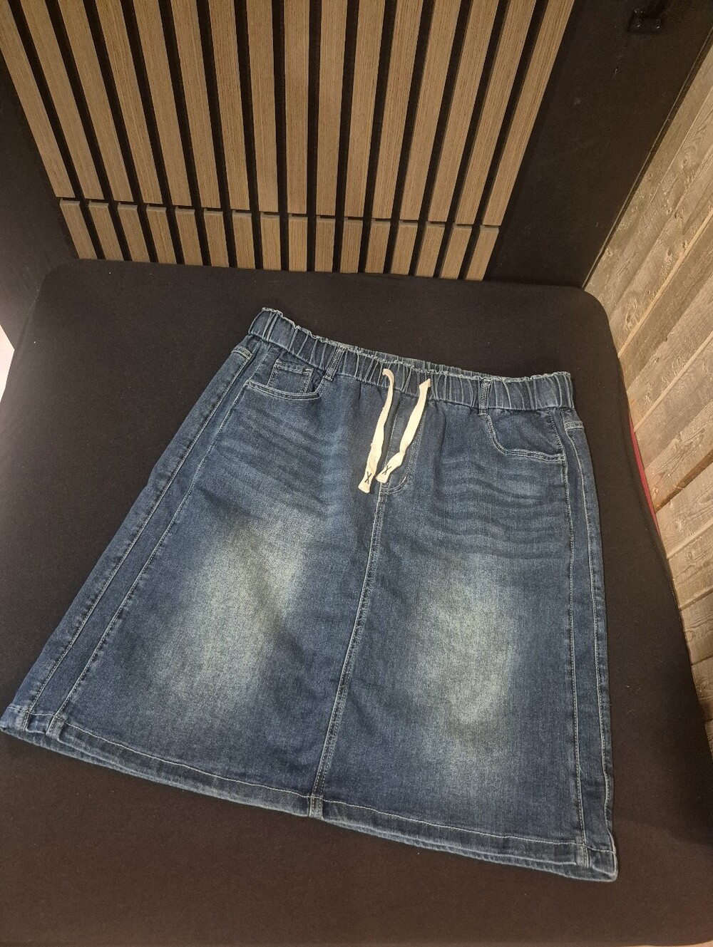 Casual Blue Denim Drawstring Skirt